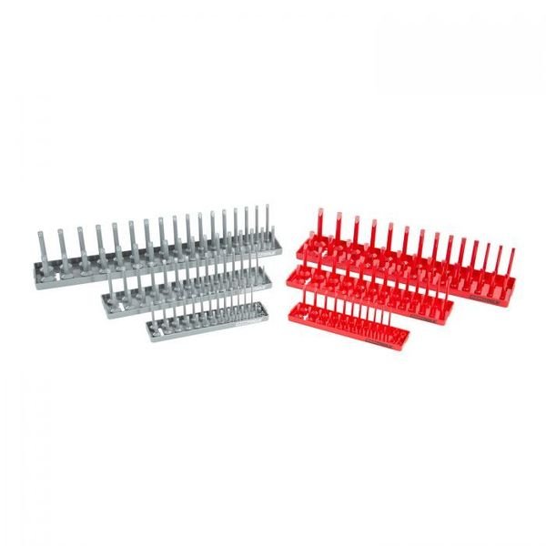 6 Piece SAE and Metric Socket Tray Set (Red and Gray), Oemtools, Mfr#: 22413